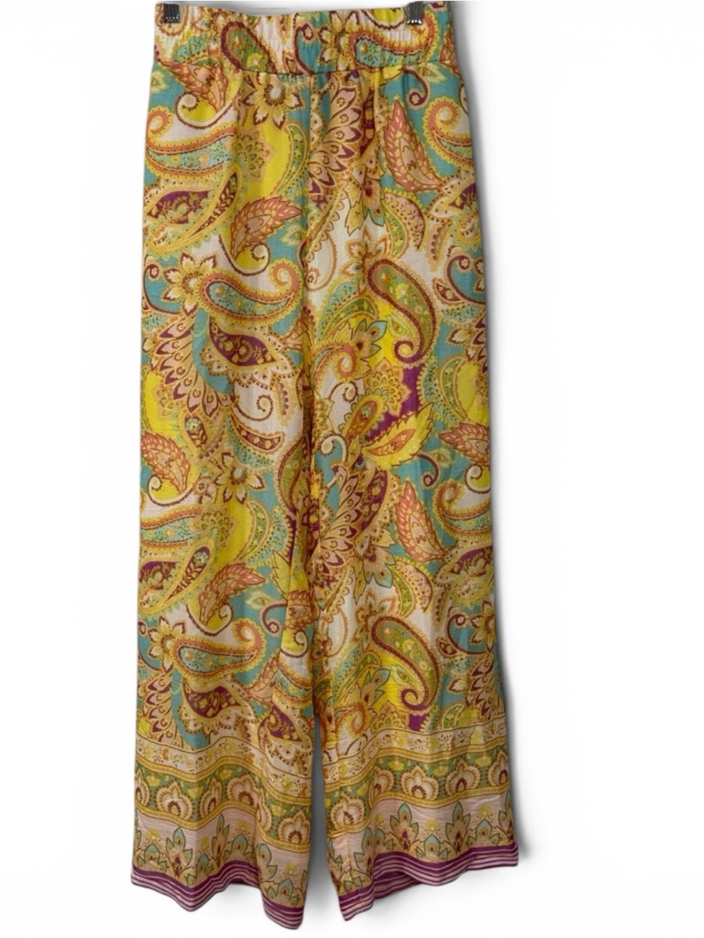 new directions Vibrant Paisley Wide-Leg Pants in Yellow, Turquoise & Pink - 1X